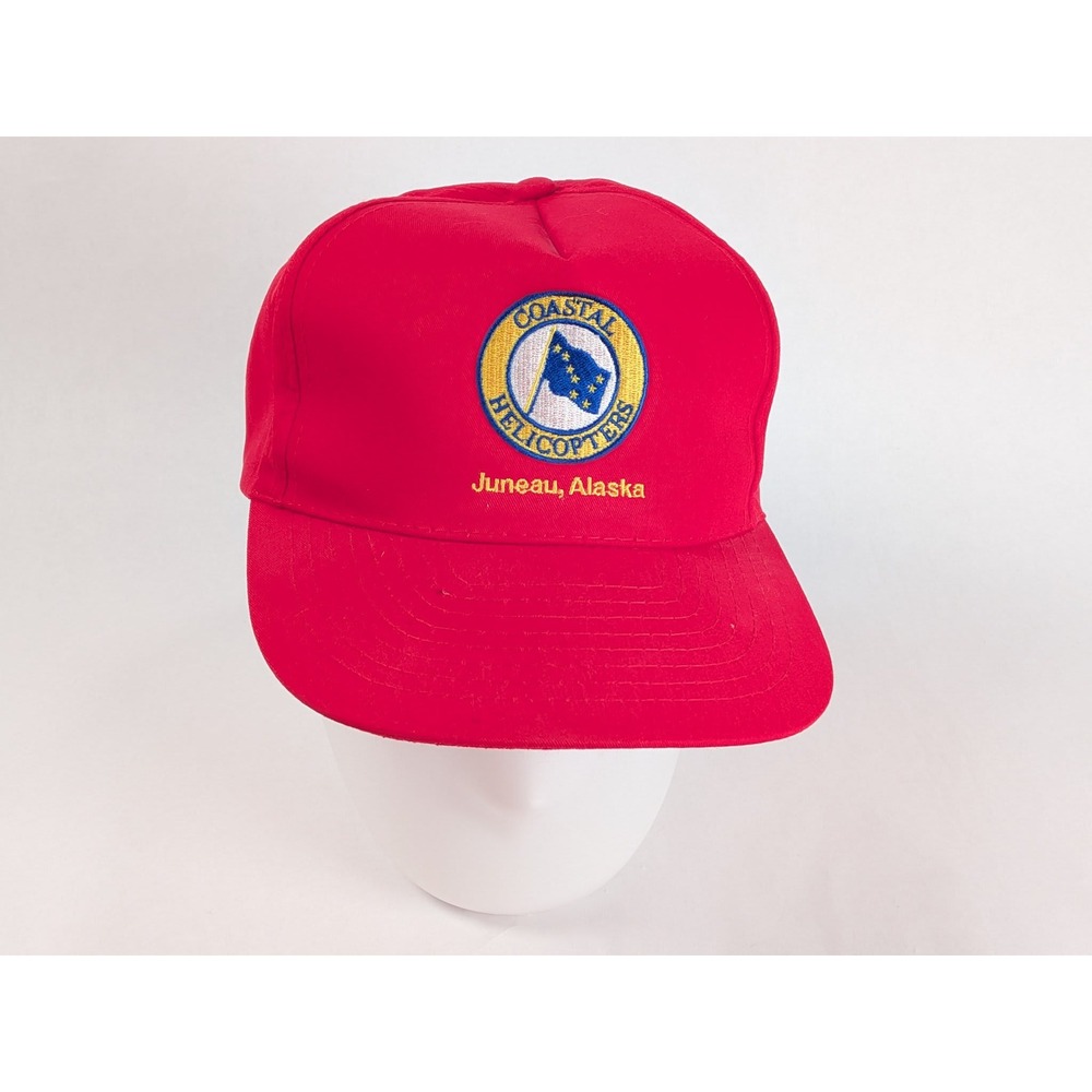Nissin Coastal Helicopters Juneau Alaska Snapback Baseball Cap Red Blue Yellow